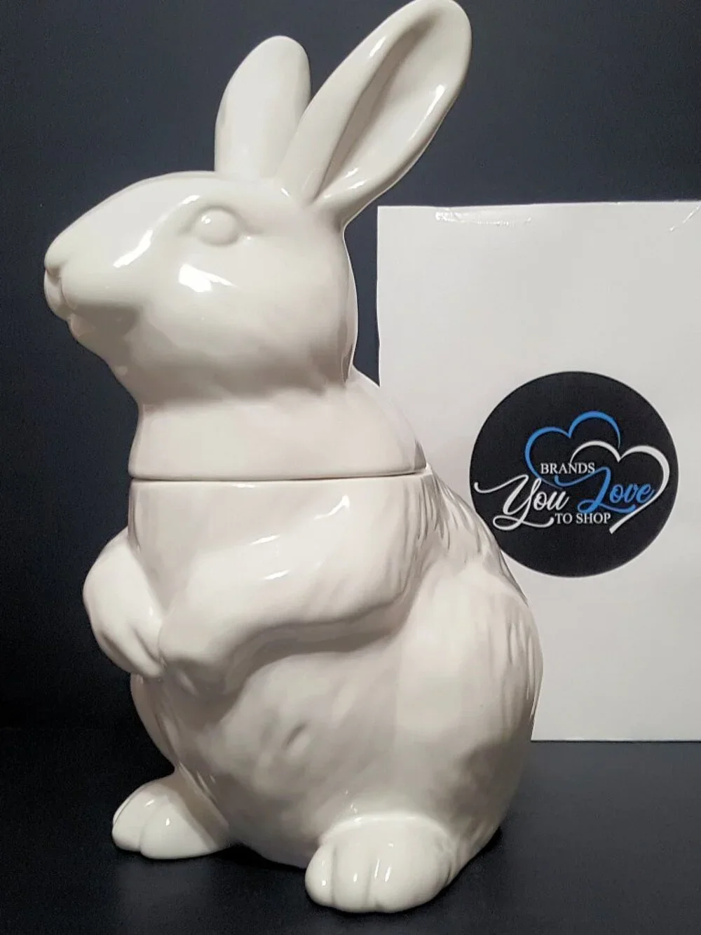 Pottery Barn Figural Floral Bunny Cookie Jar 12.5